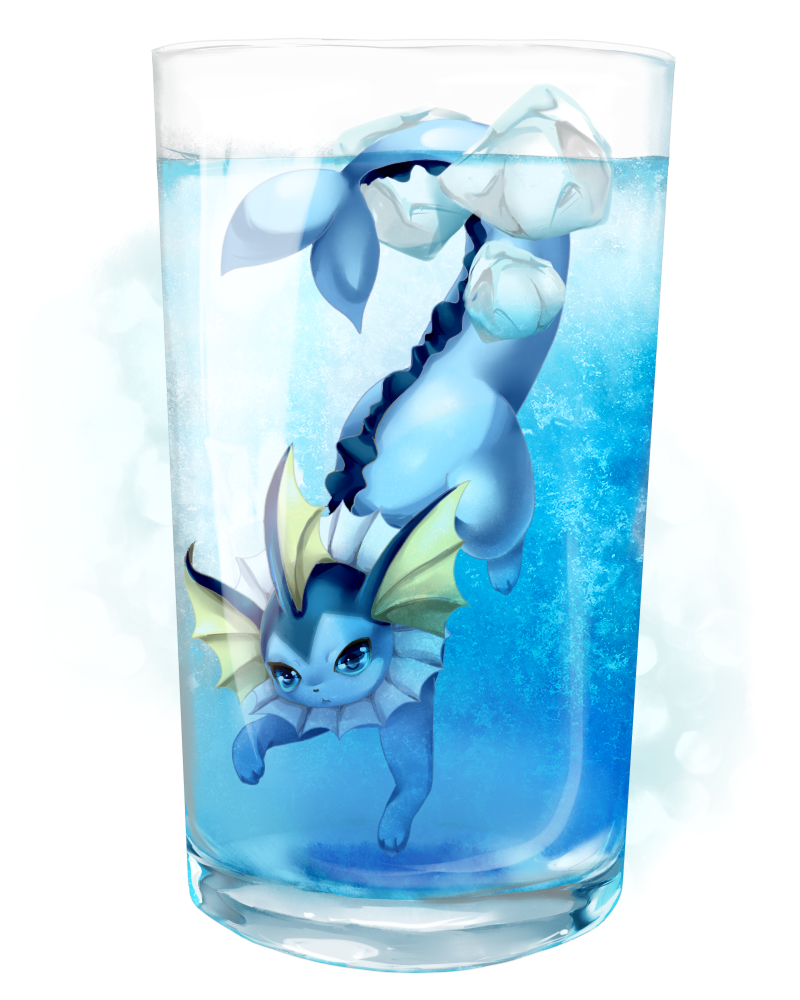 cup cute eeveelution glass ice nintendo plain_background pok&#233;mon pok&eacute;mon solo vaporeon video_games water white_background