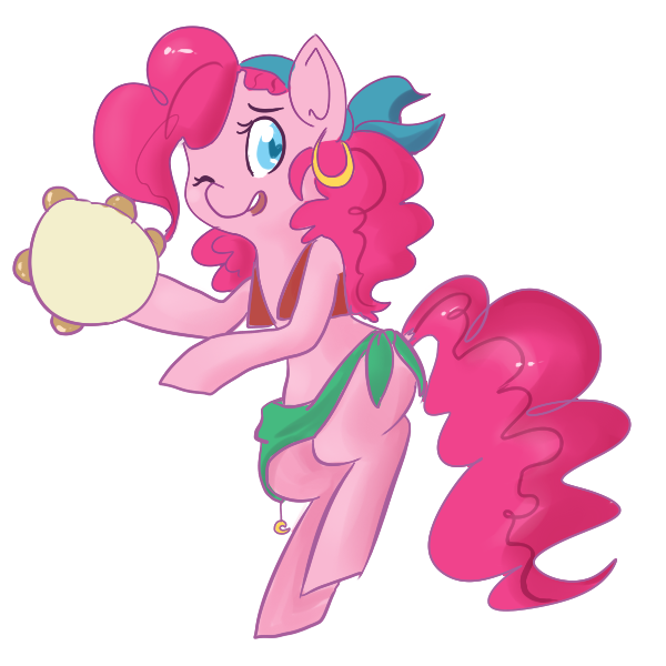 clothing dancing equine female feral friendship_is_magic gypsy horse mammal minitea mt musical_instrument my_little_pony one_eye_closed pinkie_pie_(mlp) plain_background pony smile solo tambourine white_background wink