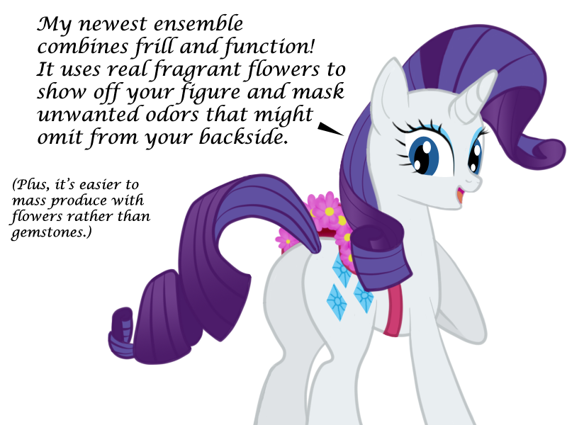 b.sting blue_eyes bsting butt cutie_mark english_text equine eyeshadow female feral friendship_is_magic fur hair horn horse makeup mammal my_little_pony plain_background pony purple_hair rarity_(mlp) saddle smile solo text unicorn white_background white_fur