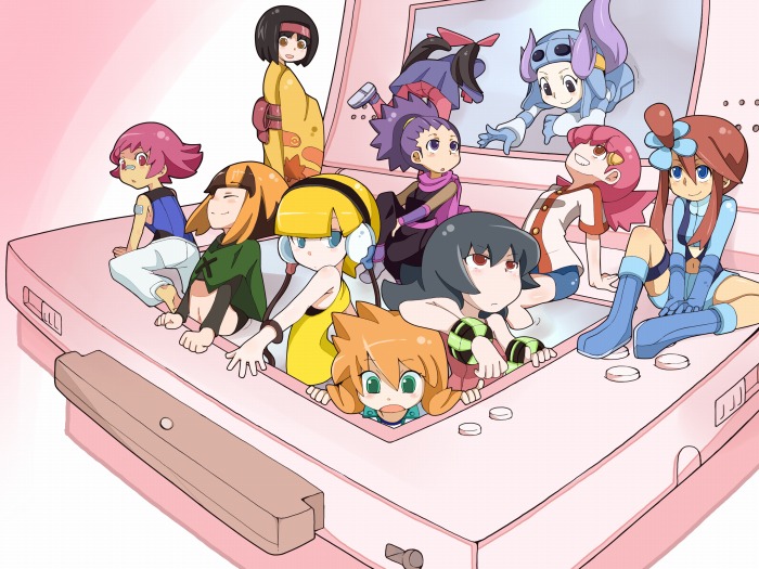 anzu_(pokemon) black_hair capelet erika_(pokemon) fuuro_(pokemon) game_cartridge green_capelet gym_leader hairband handheld_game_console japanese_clothes kamitsure_(pokemon) kasumi_(pokemon) kimono multiple_girls nagi_(pokemon) natane_(pokemon) natsume_(pokemon) nintendo_ds panties panties_under_pantyhose pantyhose pokemon pokemon_(game) pokemon_bw pokemon_dppt pokemon_hgss pokemon_rse short_hair smile sumomo_(pokemon) tsutsuji_(pokemon) underwear yucopi