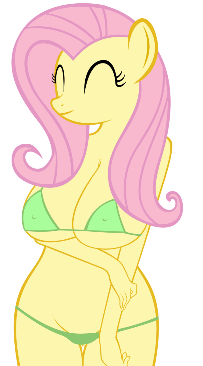 anthrofied big_breasts bikini breasts clothed clothing equine female fluttershy_(mlp) friendship_is_magic horse mammal my_little_pony pegasus pony skimpy sofunnyguy solo swimsuit tight_clothing wings