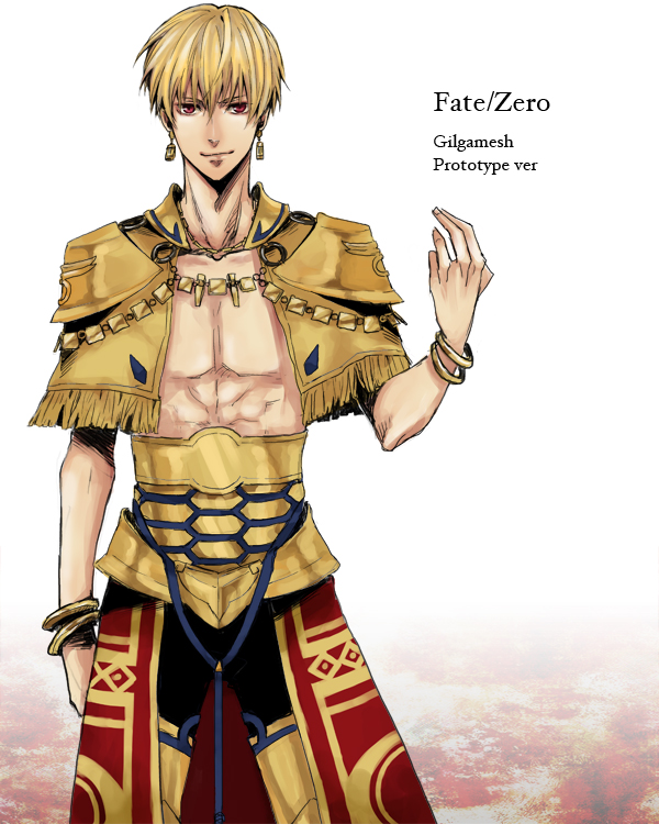 archer_(fate/prototype) archer_(fate/prototype)_(cosplay) bad_id bad_pixiv_id banned_artist blonde_hair bracelet character_name copyright_name cosplay fate/prototype fate/stay_night fate/zero fate_(series) gilgamesh jewelry male_focus necklace orii_(orii_i) red_eyes solo vest