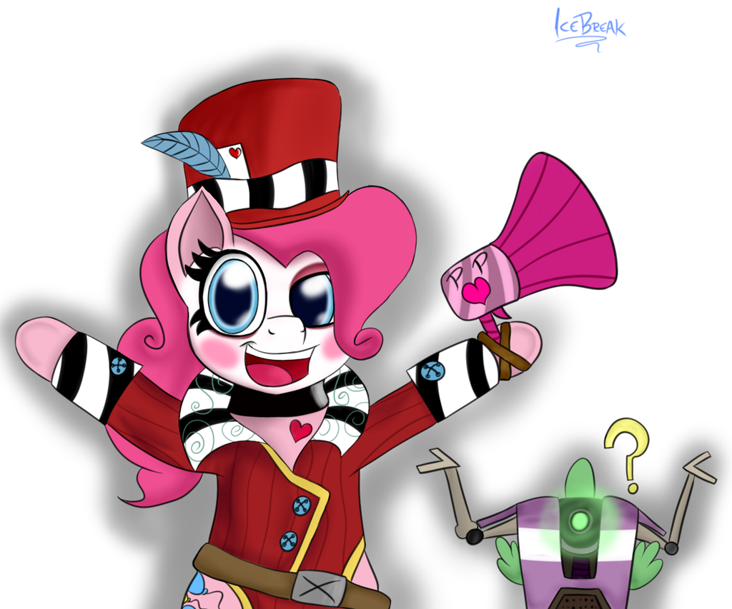 2013 ? blue_eyes borderlands claptrap clothed clothing crossover equine female friendship_is_magic hair hat horse icebreak23 machine makeup male mechanical microphone my_little_pony pink_hair pinkie_pie_(mlp) pony robot spike_(mlp) video_games