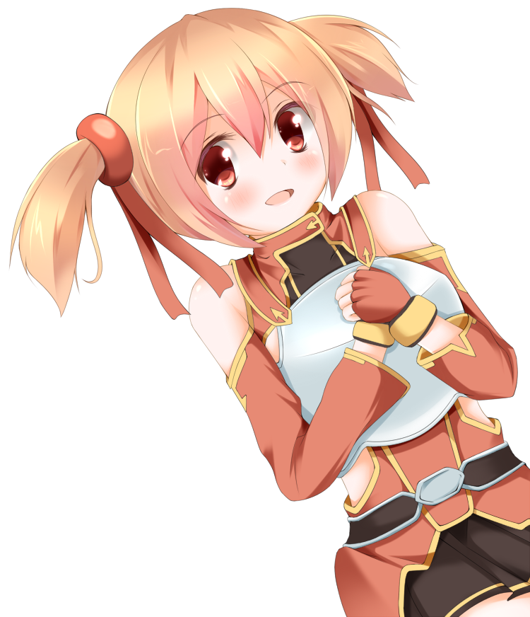 breastplate brown_hair fingerless_gloves gloves hair_ribbon popopipi77 red_eyes ribbon short_hair short_twintails silica sword_art_online twintails