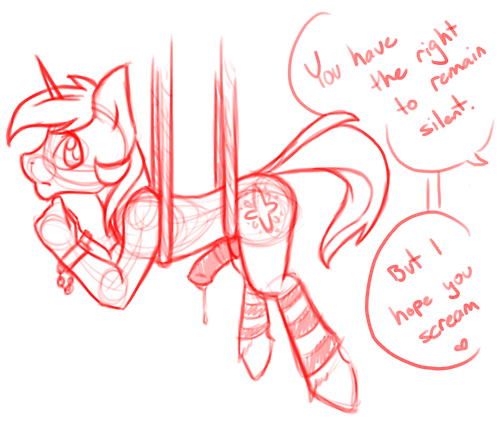 bigger_version_at_the_source bound cutie_mark english_text equine horn horse male my_little_pony nude penis plain_background pony red_theme rope sinclair2013 sketch text unicorn vacuus white_background