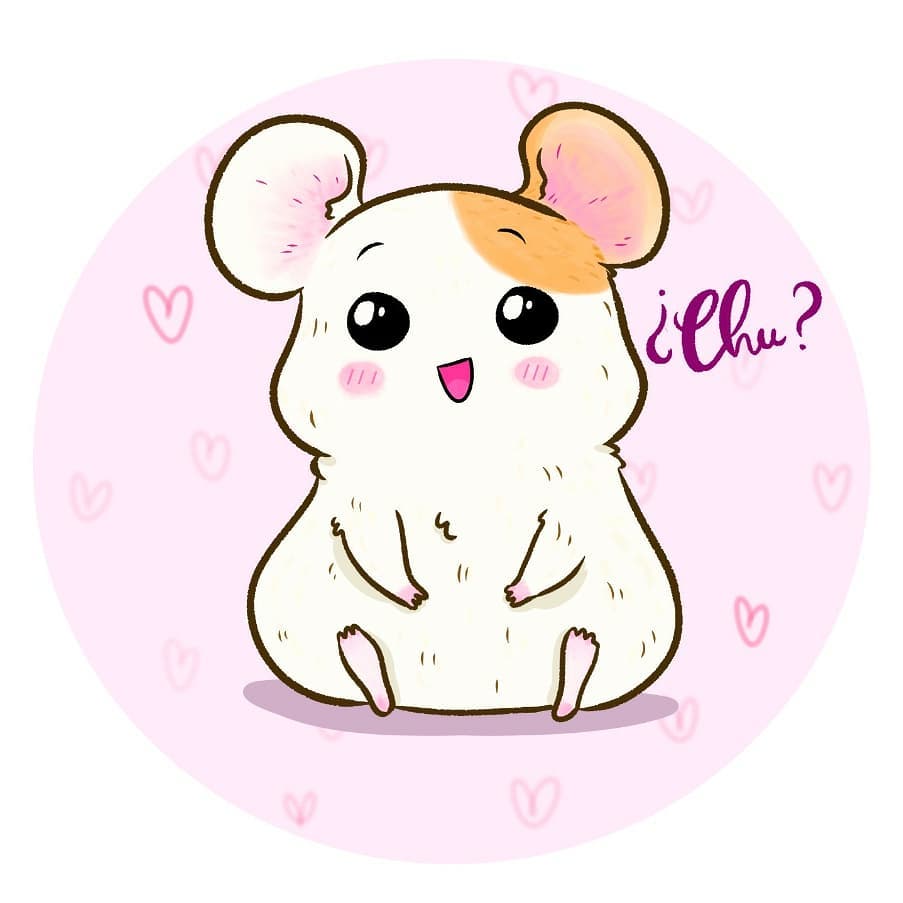 1:1 anthro blush cricetid ebichu female fur hamster looking_at_viewer mammal ney_ney_tt open_mouth orange_body orange_fur oruchuban_ebichu rodent simple_background sitting smile solo text white_body white_fur