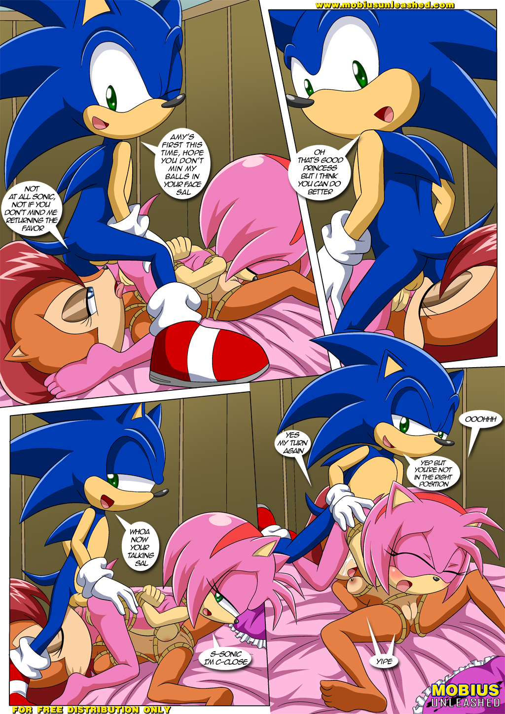 amy_rose anal anal_penetration anthro ball_licking balls bbmbbf bdsm bisexual bondage bound breasts chipmunk comic dialog female group group_sex hedgehog lesbian licking male mammal mobius_unleashed nude oral oral_sex orgasm palcomix penetration penis pussy pussy_juice rodent sally_acorn sega sex sonic_(series) sonic_the_hedgehog text threesome tongue