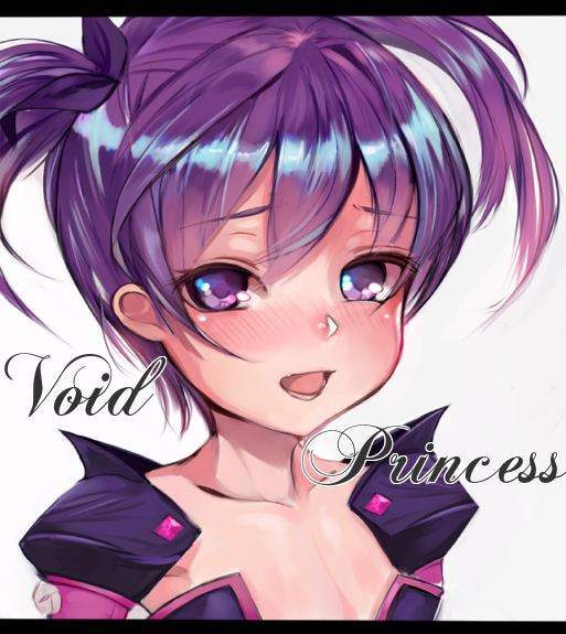 aisha_(elsword) azarea_(variante100) bad_id bad_pixiv_id blush character_name collarbone detached_sleeves elsword face letterboxed open_mouth purple_eyes purple_hair short_hair solo twintails void_princess_(elsword) white_background