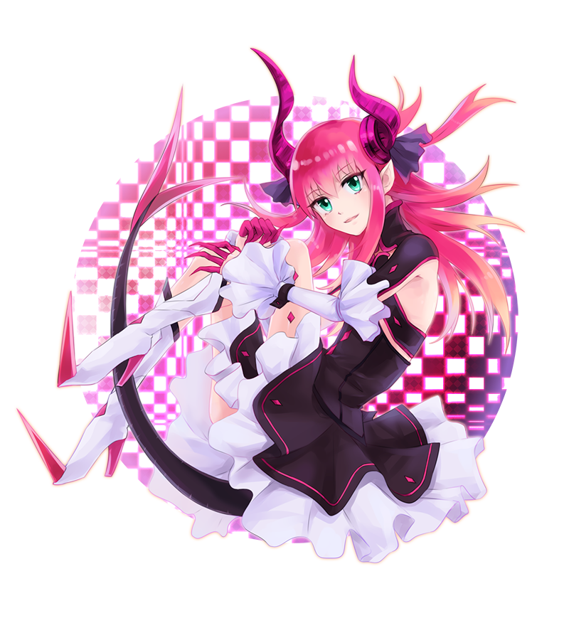aqua_eyes blue_eyes claws darkatlus detached_sleeves dress elizabeth_bathory_(fate) elizabeth_bathory_(fate)_(all) fate/extra fate/extra_ccc fate_(series) horns long_hair pink_hair pointy_ears pointy_shoes shoes sitting solo tail two_side_up