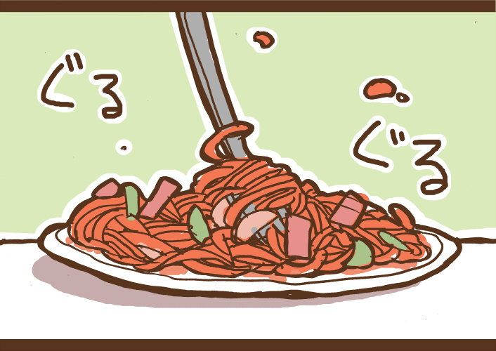 comic food fork letterboxed millipen_(medium) no_humans touhou traditional_media
