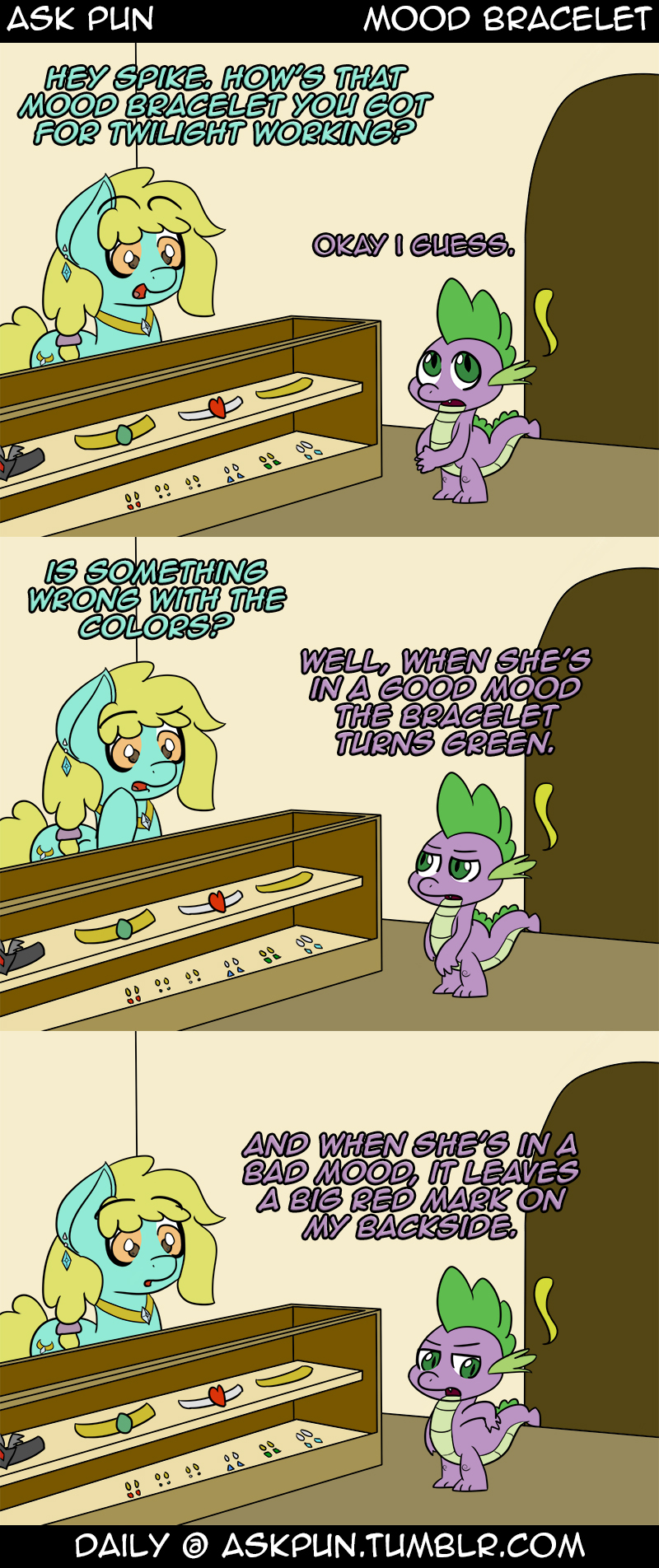 abuse ambiguous_gender ask_pun comic dialog dragon duo english_text equine faithlessrurouni female feral friendship_is_magic friensdhip_is_magic horse jewelry male mammal my_little_pony pony scalie spike_(mlp) text tumblr