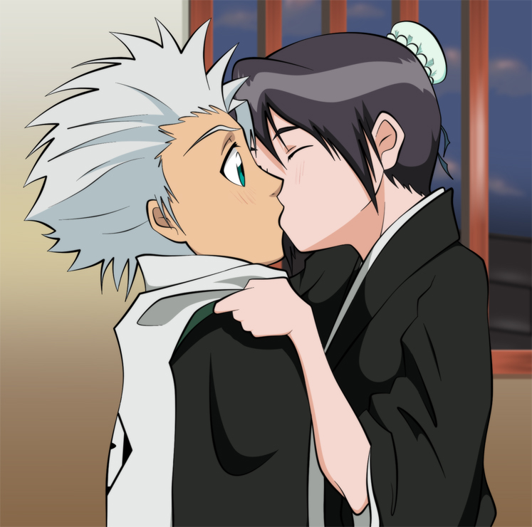 aqua_hair bleach hinamori_momo hitsugaya_toshiro hitsugaya_toushirou kiss surprised white_hair