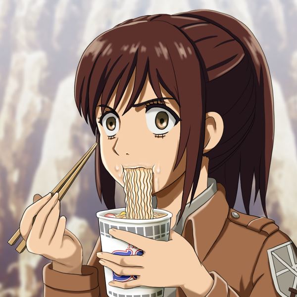 chopsticks eating food instant_noodles noodles sasha_braus sasha_browse shingeki_no_kyojin