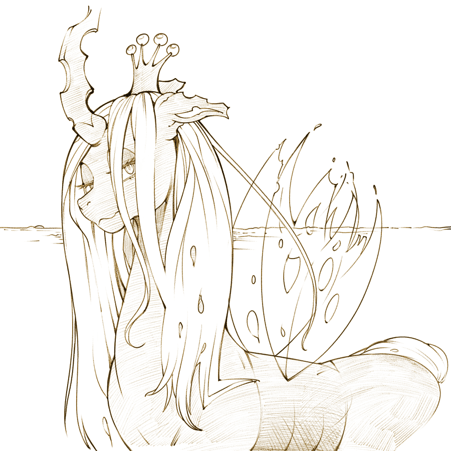 female feral friendship_is_magic my_little_pony queen_chrysalis_(mlp) sindoll sketch solo wings