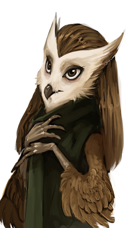 anthro avian female murcifer owl portrait solo winged_arms