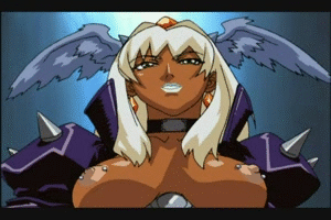 angel_blade animated animated_gif breasts clitoris cum curvy dark_skin dick_growth futanari hips large_breasts lowres nail_polish nailkaiser nipples oobari_masami penis plump pussy thick_thighs thighs uncensored weapon white_hair wide_hips