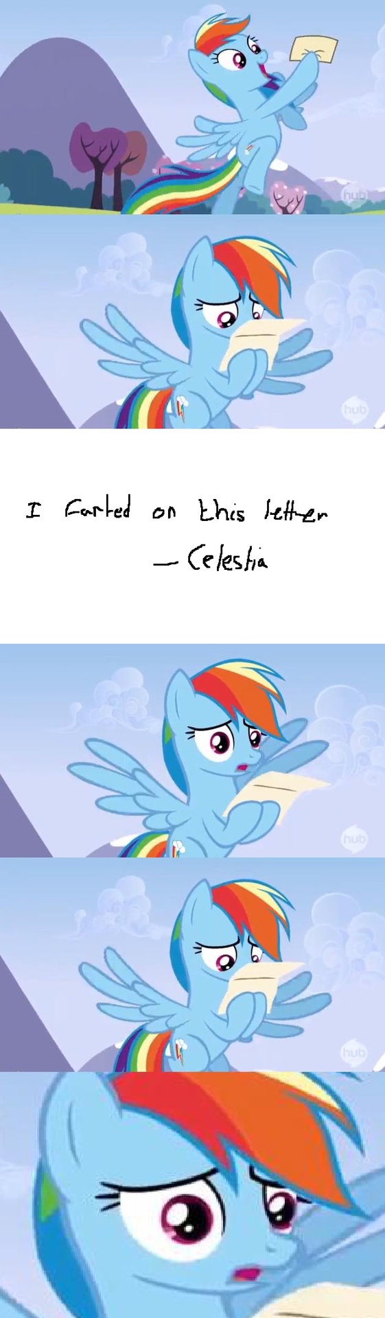 equine female feral friendship_is_magic humor letter mammal my_little_pony pegasus rainbow_dash_(mlp) solo unknown_artist wings