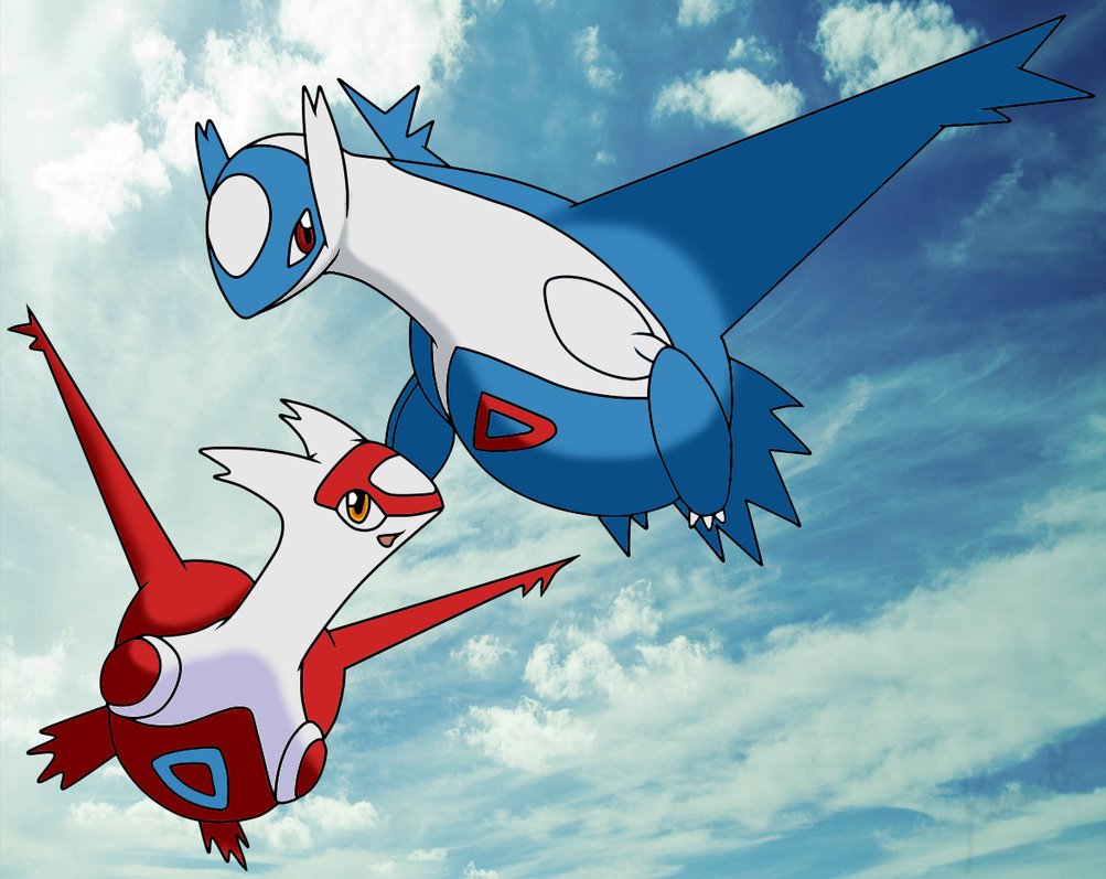 ambiguous_gender blue_skin female feral latias latios legendary_pok&#233;mon male nintendo pok&#233;mon red_eyes red_skin video_games