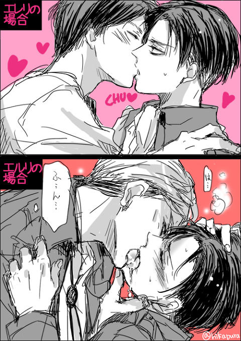 3boys eren_jaeger eren_yeager erwin_smith irvin_smith kiss levi_(shingeki_no_kyojin) male_focus monochrome multiple_boys shingeki_no_kyojin yaoi