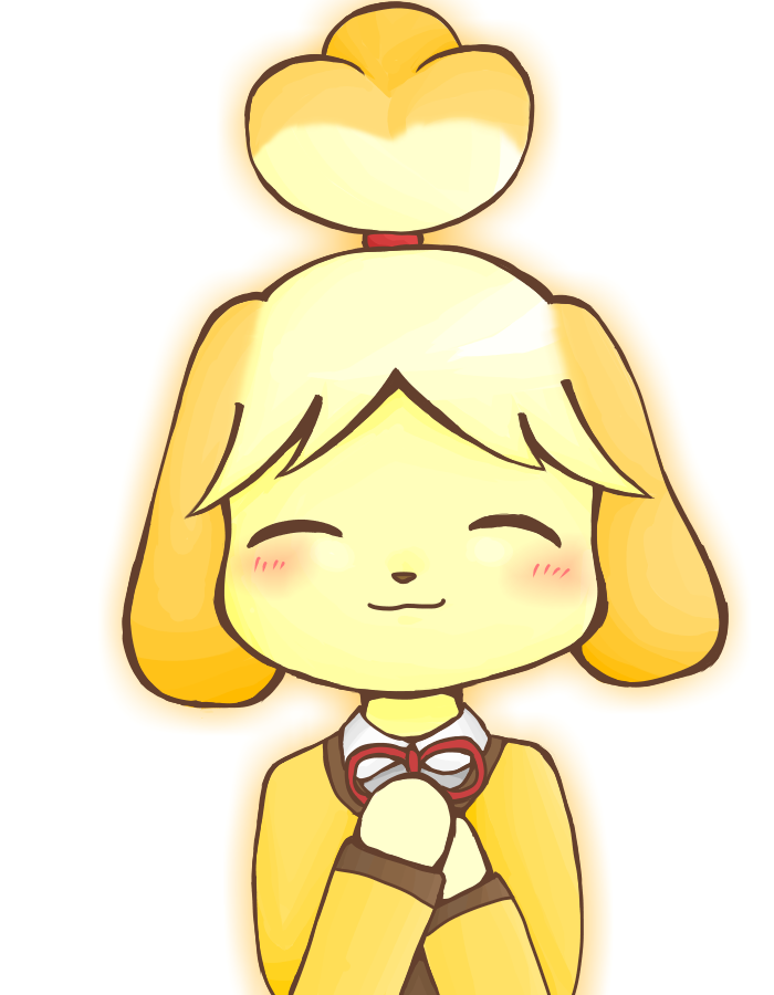 anthro canine dog female isabelle_(animal_crossing) mammal nintendo shizue_(animal_crossing) solo unknown_artist video_games