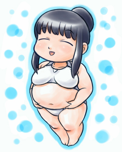 1girl black_hair breasts chibi fat fine_art_parody itou_yukino large_breasts lowres obese parody real_drive solo woman_of_willendorf