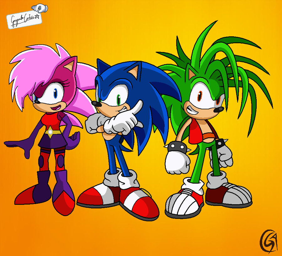 anthro bigger_version_at_the_source green_eyes hedgehog looking_at_viewer mammal manic_the_hedgehog sega sonia_the_hedgehog sonic_(series) sonic_the_hedgehog sonic_underground