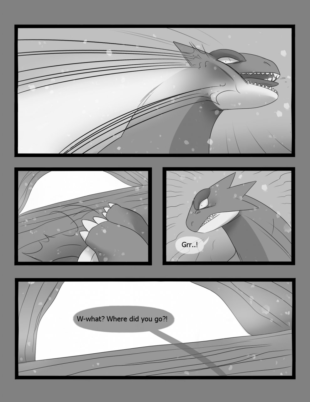 cave claws comic dialog dragon english_text fight monochrome nintendo open_mouth pok&#233;mon pok&eacute;mon salamence tderek99 text video_games