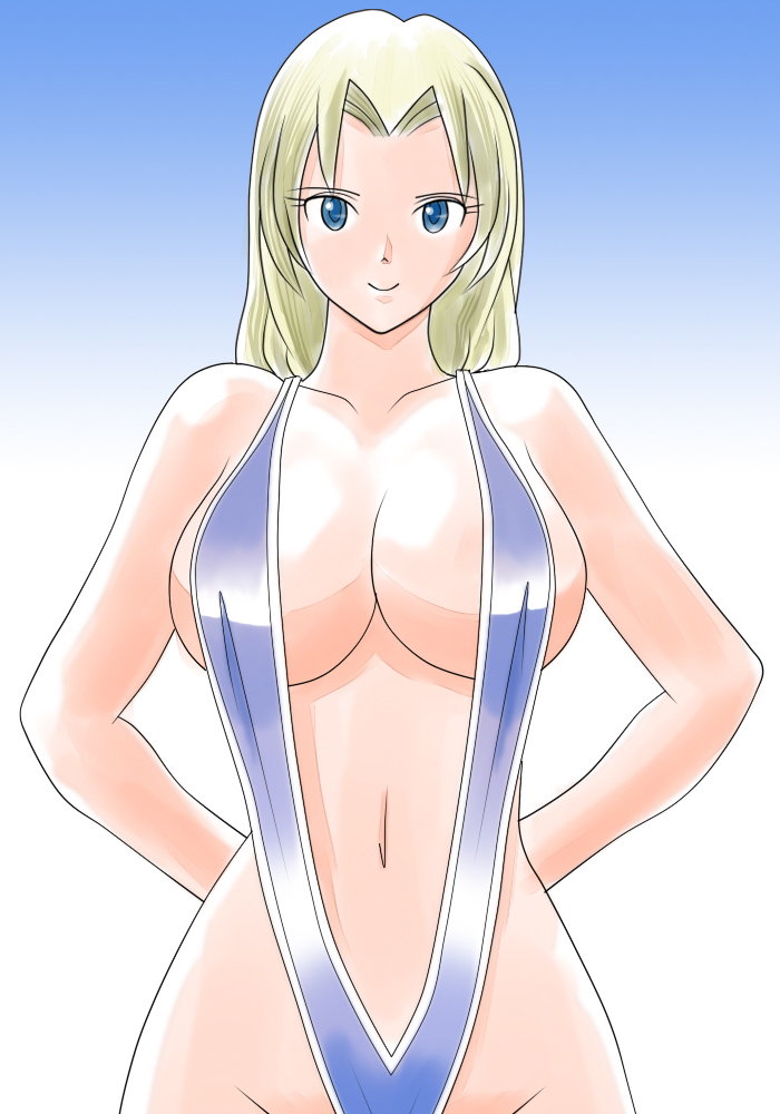 1girl blonde_hair breasts dead_or_alive large_breasts ogi_(279691) sling_bikini smile solo swimsuit tecmo tina_armstrong