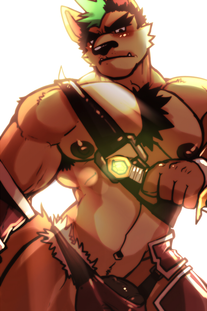 chest chest_tuft cursedmarked fur male mammal muscles nude penis plain_background solo sword tuft weapon