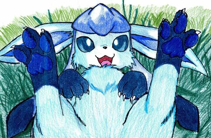 eevee eeveeloution eeveelution glaceon glacion grass hindpaw invalid_color invalid_tag lying nintendo on_back open_mouth pad pads pawpads paws pok&#233;mon pok&eacute;mon simple_background smile solo spread_legs spreading video_games