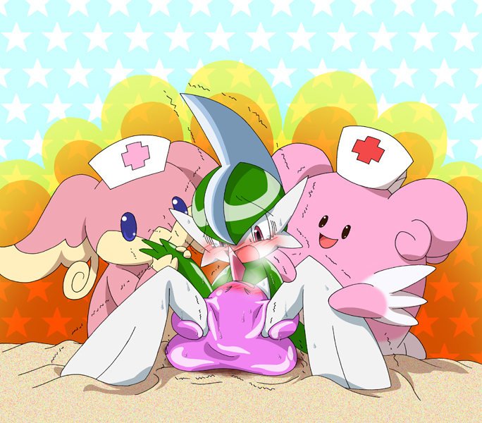 :d ambiguous_gender anal anal_penetration anime audino bald barefoot black_eyes blanket blissey blob blue_background blue_eyes blush covers ditto eyes_closed gallade green_skin happy hat headgear japanese long_ears looking_down male nintendo nude nurse open_mouth orange_background pasaran pattern_background penetration pink_eyes pink_skin plain_background pok&#233;mon pok&eacute;mon shadow shiny simple_background sitting size_difference skin smile spread_legs spreading star video_games white_body white_skin wrinkle yellow_background