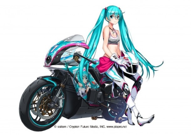 aqua_eyes aqua_hair bare_shoulders bra breasts cleavage gloves goodsmile_company ground_vehicle hatsune_miku headphones headset headwear_removed helmet helmet_removed leaning_against_motorcycle long_hair looking_at_viewer medium_breasts motor_vehicle motorcycle official_art race_queen saitou_masatsugu simple_background sitting sleeveless twintails underwear very_long_hair vocaloid white_background