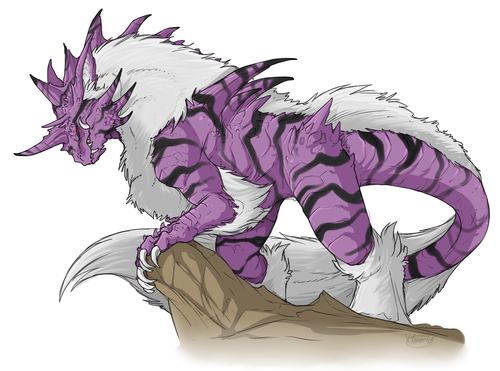 artist_request claws fusion gen_1_pokemon horn lowres mane nidoking no_humans pokemon pokemon_(creature) solo spike tail