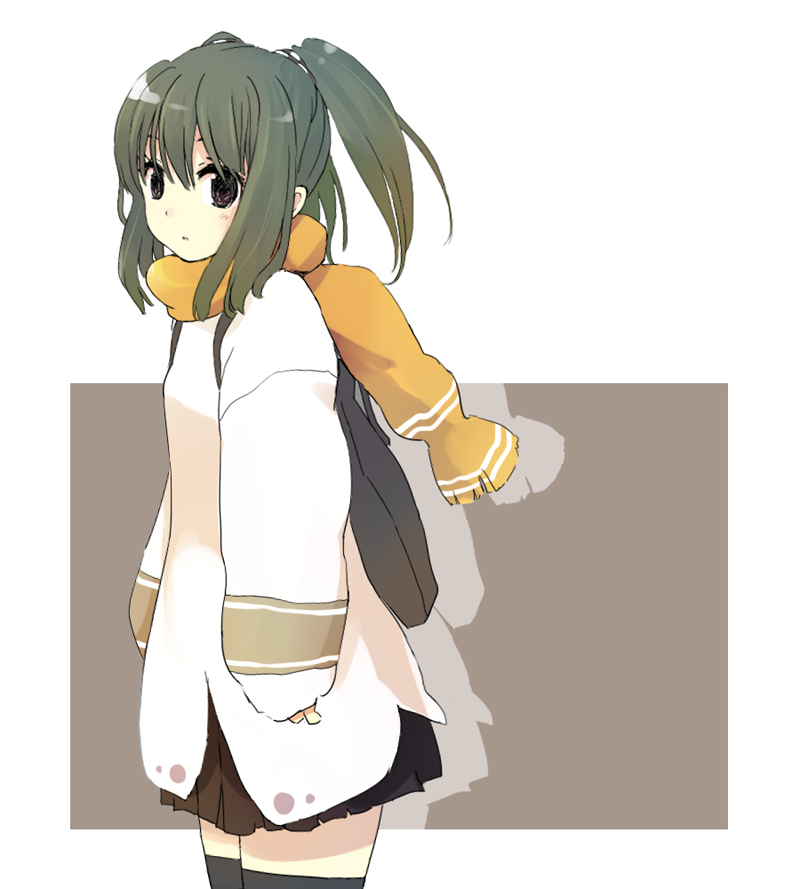 copyright_request flat_chest scarf skirt sleeves_past_wrists solo thighhighs toshiya