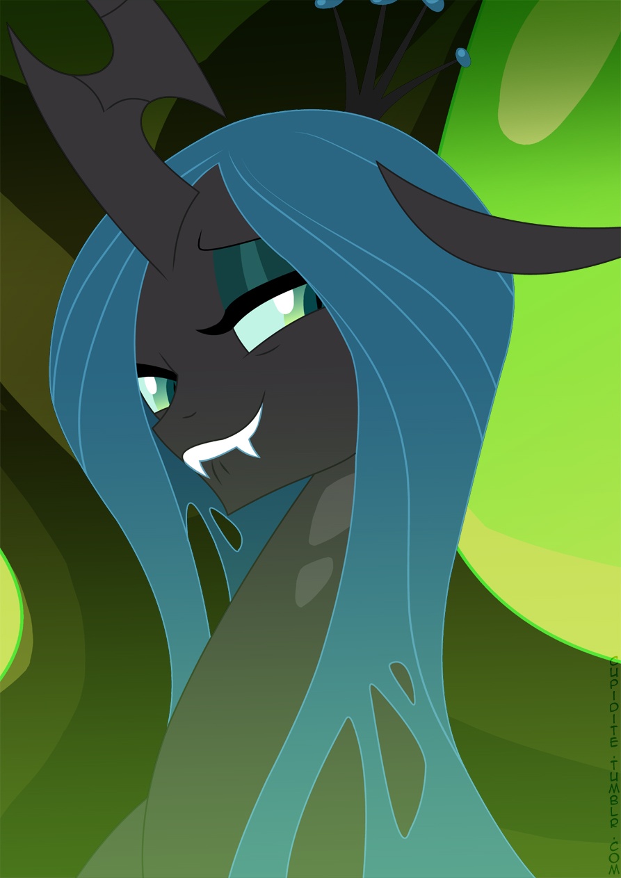 bust changeling fangs female friendship_is_magic green_eyes horn looking_at_viewer my_little_pony queen_chrysalis_(mlp) solo tarajenkins