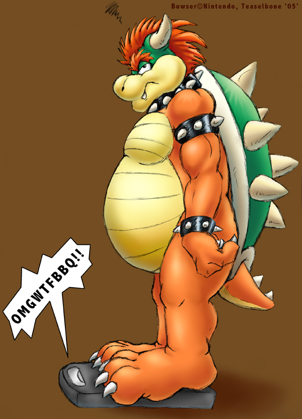 claws hair horn humor koopa male mario_bros nintendo nude obese overweight reptile scalie shell solo spikes teaselbone turtle video_games