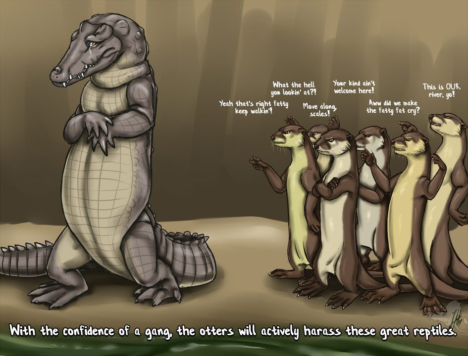 avoid_posting cute drawing gang harass help_tagging mugger_crocodile mustelid otter sidian smooth_coated_otters