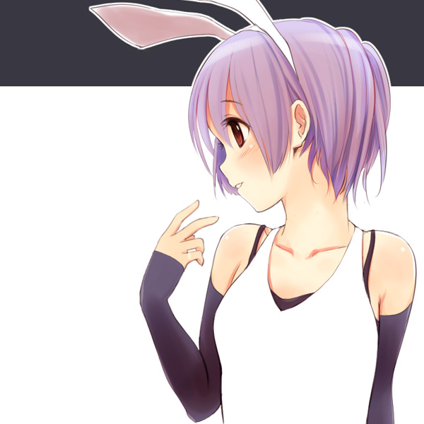animal_ears blush bunny_ears extra_ears original purple_hair red_eyes simple_background smile solo toshiya white_background