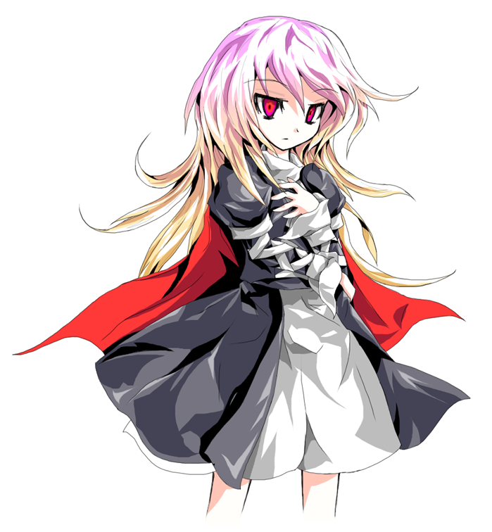 bad_id bad_pixiv_id blonde_hair cape dress formless_god gradient_hair hijiri_byakuren long_hair long_sleeves multicolored_hair purple_hair red_eyes solo touhou white_background