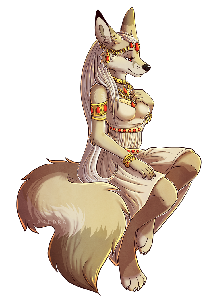 anthro canine dress female fennec flaredra fox jewelry kaylii mammal plain_background red_eyes robyn solo transparent_background