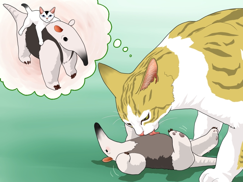 anteater bad_id bad_pixiv_id cat copyright_request licking logos no_humans thinking what