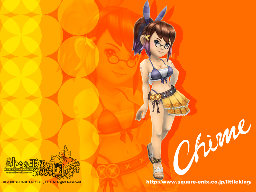 3d alternate_costume bikini blush chime duplicate final_fantasy final_fantasy_crystal_chronicles front-tie_top glasses official_art solo swimsuit wallpaper