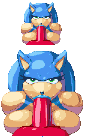 anthro big_breasts blue_hair breasts casetermk crossgender erection fellatio female green_eyes hair hedgehog knuckles_the_echidna looking_at_viewer male mammal oral oral_sex penis sega sex smile sonic_(series) sonic_the_hedgehog straight