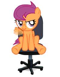 animated chair cub equine eyes female feral friendship_is_magic fur grin hair horse loop low_res mammal my_little_pony orange_fur pegasus plain_background pony purple_eyes purple_hair scootaloo_(mlp) sitting smile solo vapgames white_background wings young