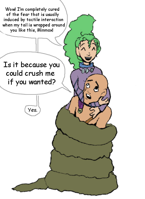 cute dialog duo english_text female goblins hug human humor kin male mammal minmax naga text webcomic yuan-ti