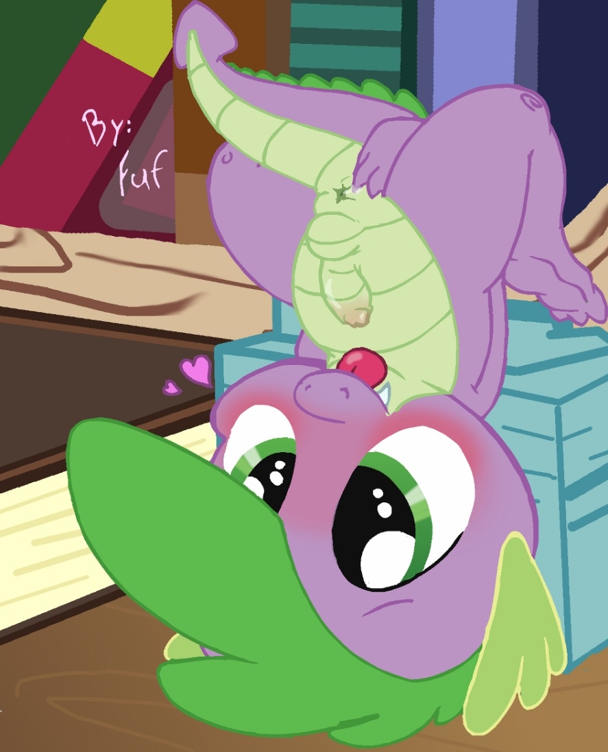 &lt;3 anus blush cub dragon friendship_is_magic fuf green_eyes inside male my_little_pony penis scalie solo spike_(mlp) tongue tongue_out upside_down young
