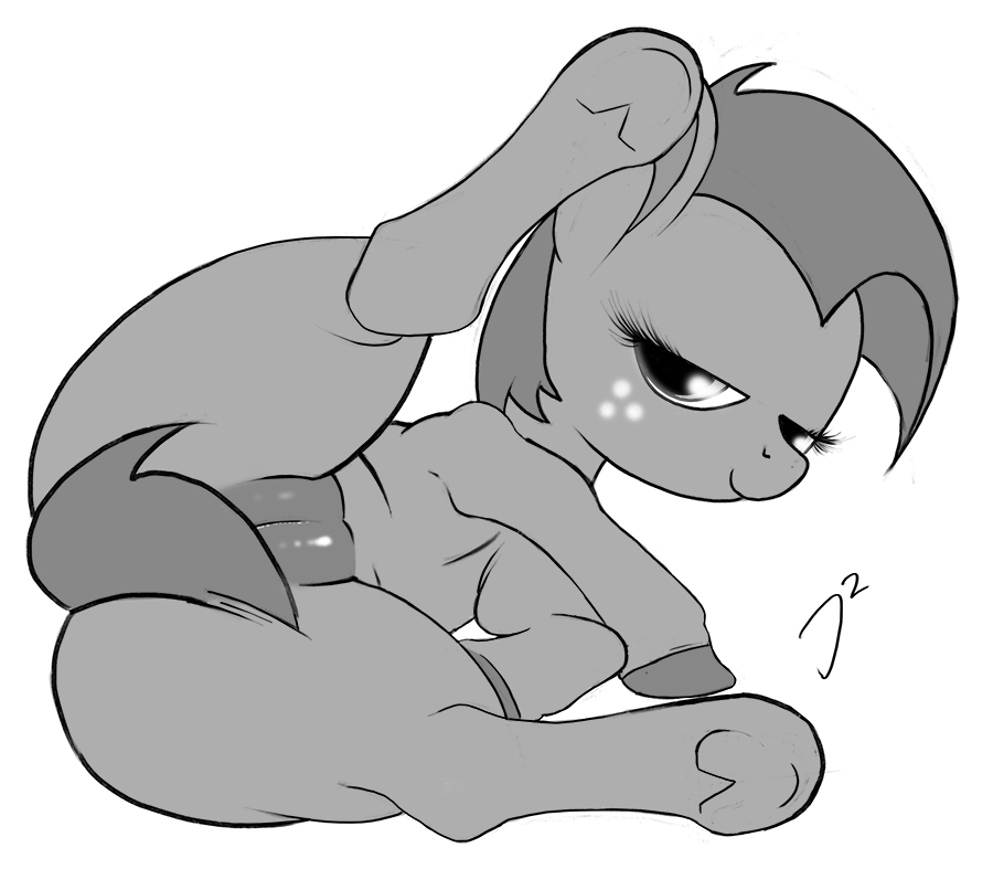 babs_seed babs_seed_(mlp) cub cutie_mark_crusaders doppelg&#228;nger doppelgaenger equine female feral freckles friendship_is_magic horse mammal monochrome my_little_pony pony pussy solo spread_legs spreading young
