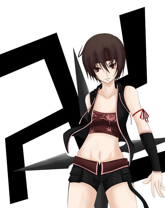 bad_id bad_pixiv_id bandeau bare_shoulders brown_eyes brown_hair detached_sleeves final_fantasy final_fantasy_vii final_fantasy_vii_advent_children headband jpeg_artifacts midriff ribbon short_hair shorts shuriken solo strapless swastika tomoesei_chuuya tubetop vest yuffie_kisaragi