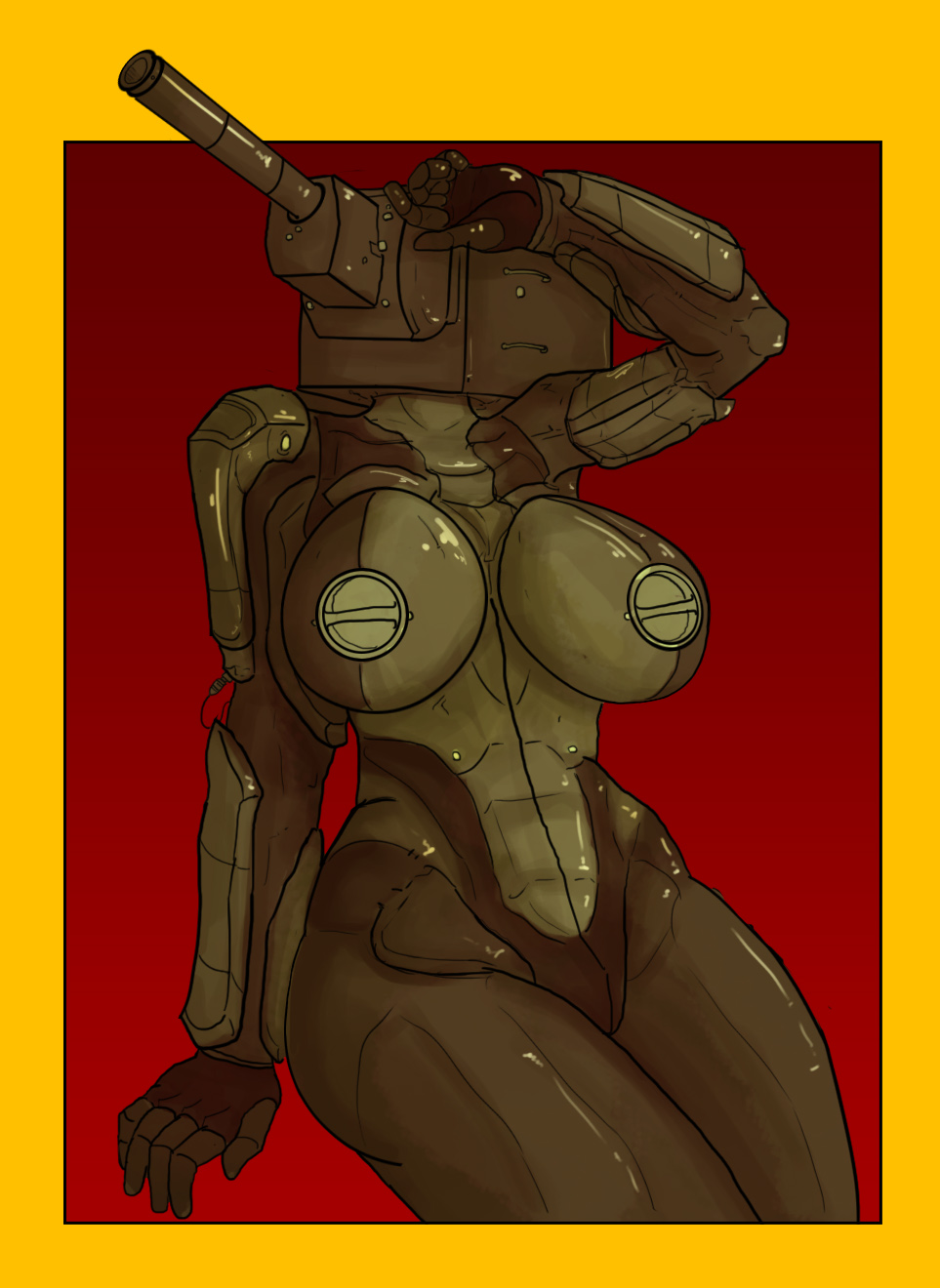 big_breasts breasts crisis female inanimate kv_2 mechanical nipples ranged_weapon solo tank vehicle weapon