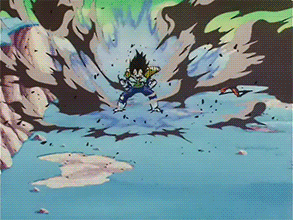 animated animated_gif armor aura battle black_hair boots dragon_ball dragonball_z fight ginyu_force gloves long_gif lowres recoome red_hair saiyajin scouter surprised vegeta